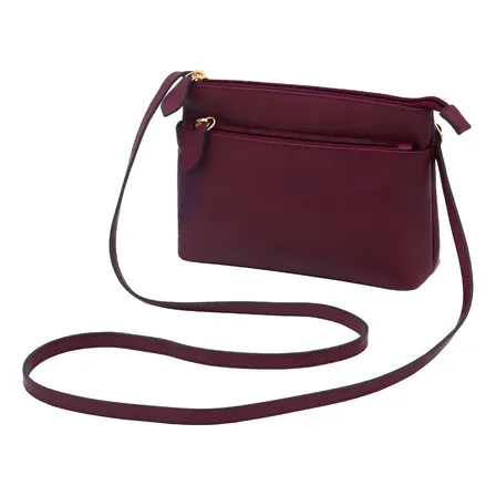 Bolsa Feminina Transversal De Couro Legítimo Mariart Ágata Cor Rubi
