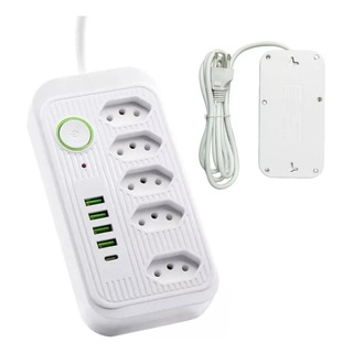 Extensão Filtro De Linha Com 5 Tomadas E 5 Usb Botão 2m Extensão Filtro De Linha Com 5 Tomadas E 5 Usb Botão 2m