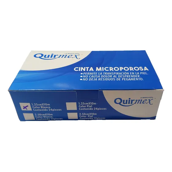 Cinta Microporosa Blanca Quirmex 1.25 Cm X 10 M (24 Piezas)