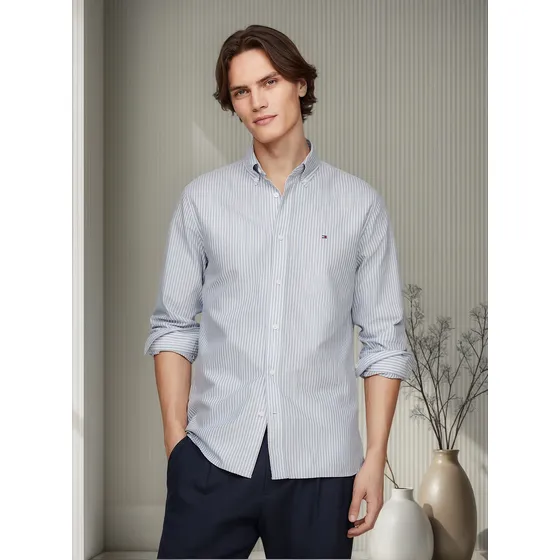 Camisa Heritage Regular Fit Celeste Tommy Hilfiger