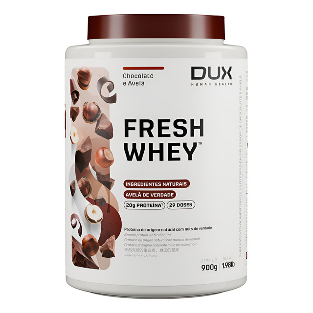 Fresh Whey Chocolate E Avelã Sabor Chocolate Belga E Avelã - Dux Human Health - Pote 900g Fresh Whey Chocolate E Avelã Sabor Chocolate Belga E Avelã - Dux Human Health - Pote 900g