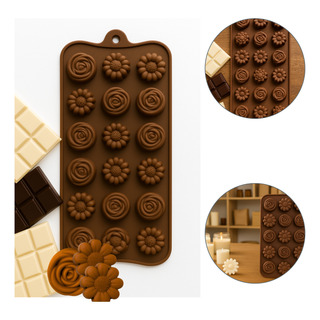 Forma Molde De Silicone Bombom Flores Chocolate Trufa Roas Forma Molde De Silicone Bombom Flores Chocolate Trufa Roas