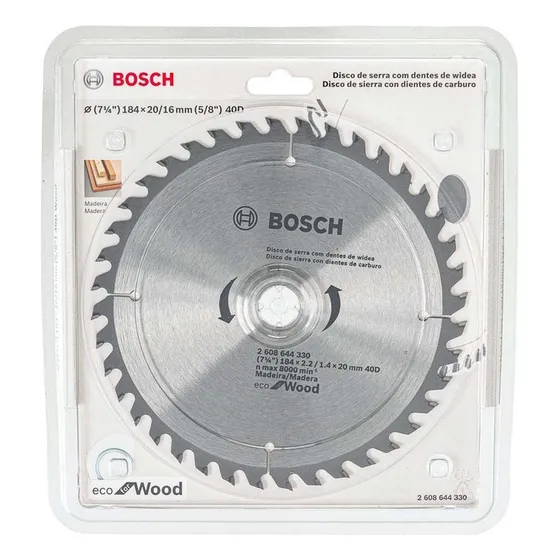 Disco De Sierra Bosch Eco Madera 184mm 7-1/4 X 40 D