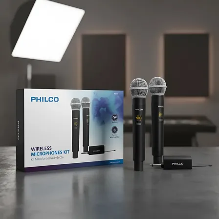 Kit Micrófonos Inalámbricos Uhf Wm-314 Hifi Edition Philco Color Negro