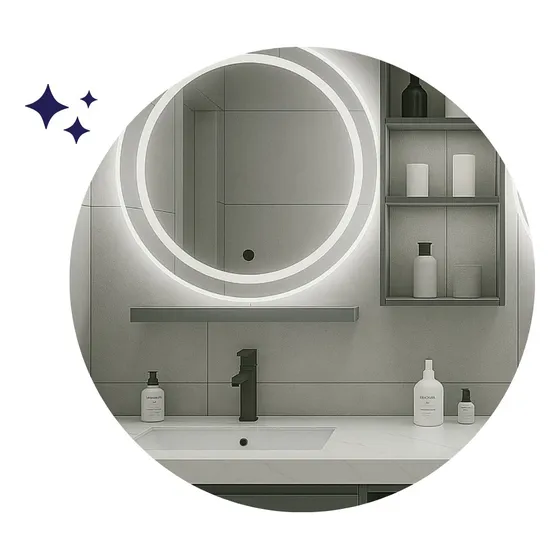 Espejo Con Luz Led Redondo 60cm Decorativo Pared Baño Sala