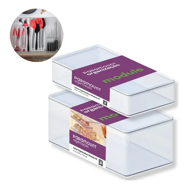 Kit C/2 Caixas Organizadoras Decorativas Modulável Com Tampa