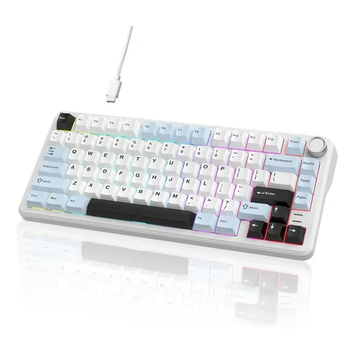 Teclado Gamer Ribbon Wireless Rgb Switch Red 75% Abnt Black Cor De