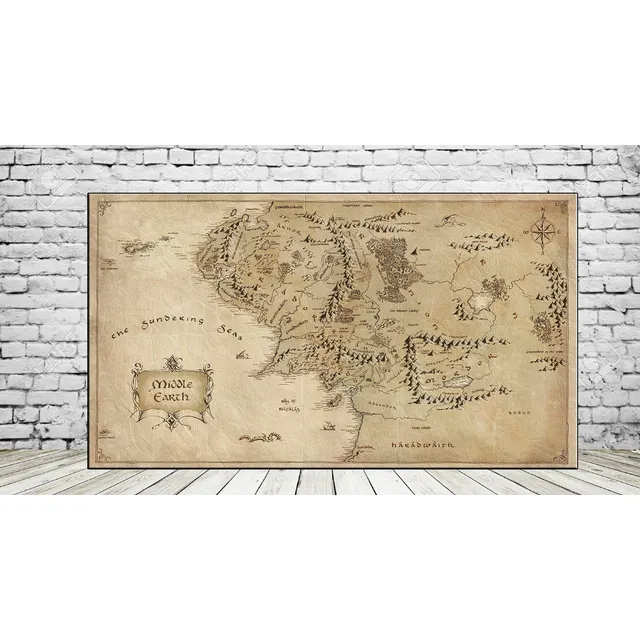 Cuadros Mapa El Señor De Los Anillos Lienzo 72x45 Cm Flex A2