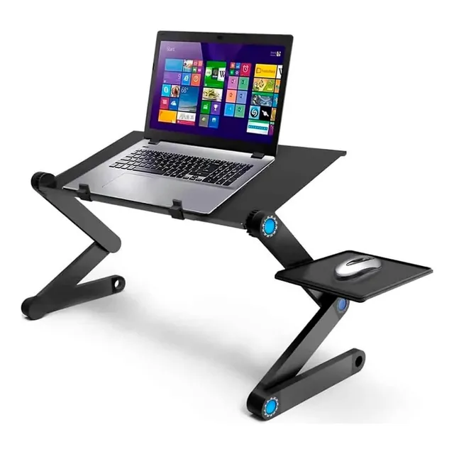 Mesa Laptop Ajustable Soporte Aluminio Plegable Mouse Color Negro