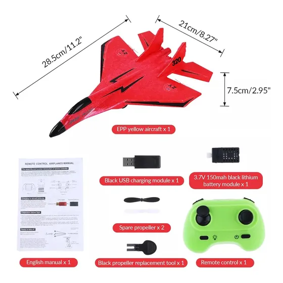 Avión Rc De 2 Canales Con Giroscopio De Equilibrio Automático y con Control Remoto Zwd
