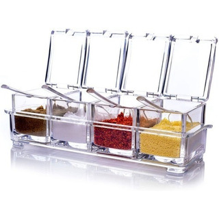Caja De Especias Con 4 Compartimentos Especiero Condimentos Caja De Especias Con 4 Compartimentos Especiero Condimentos