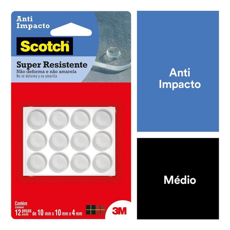 Protetor Anti Impacto Silicone Médio 10x10x4mm 12 Unidades Scotch 3m Protetor Anti Impacto Silicone Médio 10x10x4mm 12 Unidades Scotch 3m
