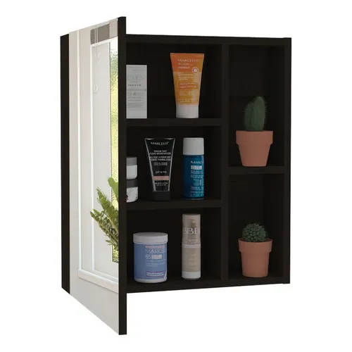 Gabinete De Baño Labell, Wengue, Con Puerta Y Entrepaños Mueble Wengue