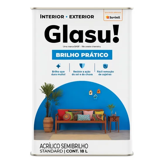 Tinta Acrílica Brilho Prático Glasu! Branco Neve 18l