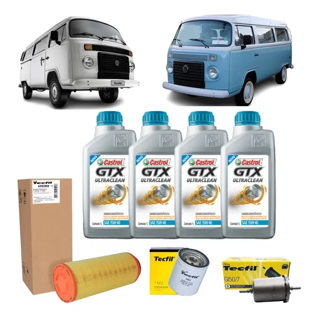 Kit Troca De Oleo E Filtros Vw Kombi 1.4 Flex 15w40 Castrol