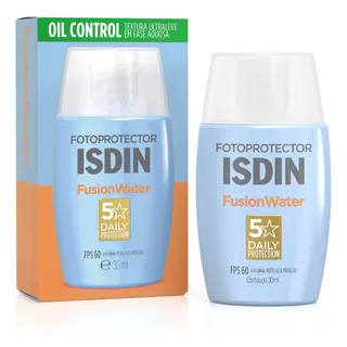 ISDIN Protetor Solar Facial Fusion Water 5 Stars Sem Cor FPS 60 - 30ml