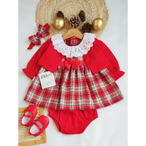 Vestido De Bebé Con Cintillo Y Zapatos Ref. Ve24