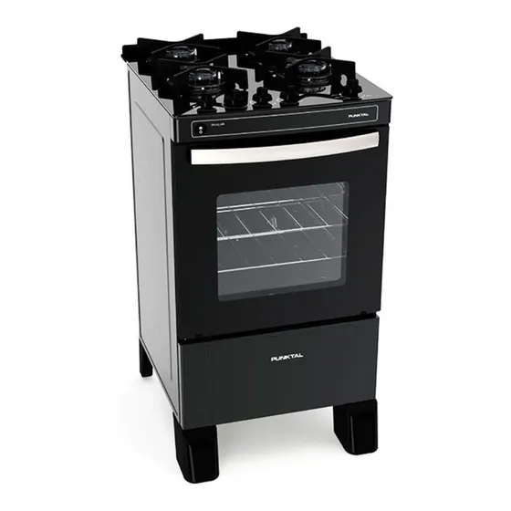 Cocina Punktal Super Gas Horno Negra Mesada Vidrio Gl4b Dimm