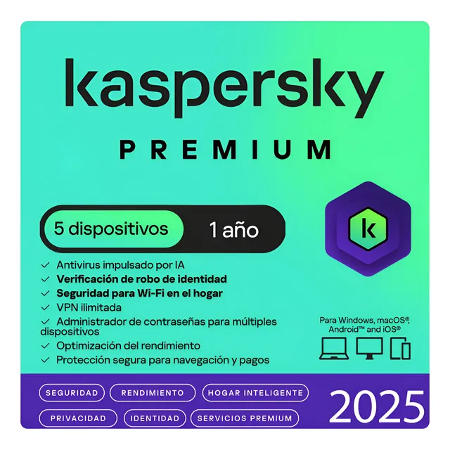 Kaspersky Premium 5 Dispositivos 1 Año Total Security