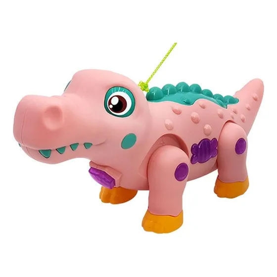 Robot Cocodrilo Dinosaurio Mascota Luces Sonido +bateria Color Rosa