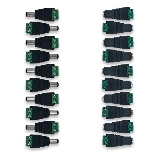 10 Conector P4 Macho + 10 P4 Fêmea Borne Fita Led Cftv