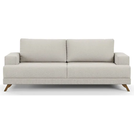 Sofá 200cm 3 Lugares Pés Curvos Santi Boucle Creme