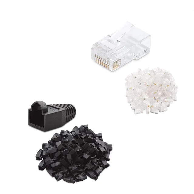 Paquete De 100 Enchufes Modulares Rj45 Para Cable Utp Sólido