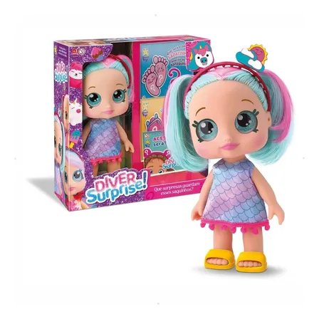 Boneca Diver Surprise Dolls Baby Brinquedo Vinil 3 Surpresas