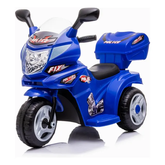 Moto Infantil A Batería De Policía De 6 Volt Con Baul