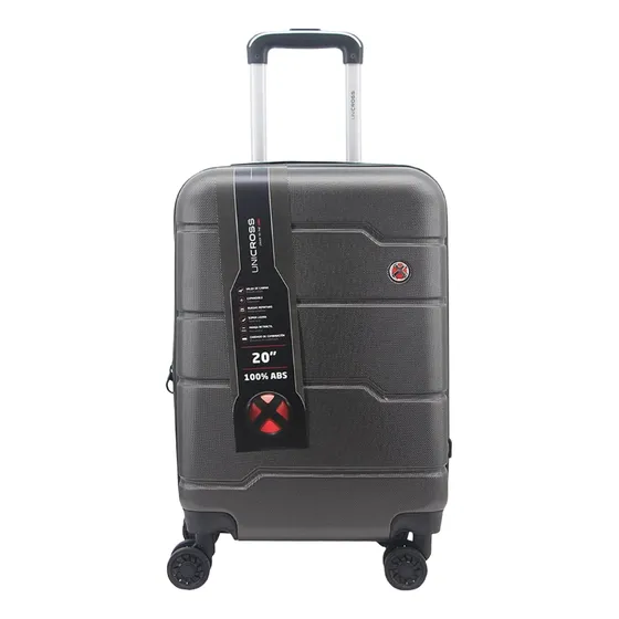 Valija Rigida Chica Carry On 20 De Cabina Unicross 4 Ruedas 360 Color Gris