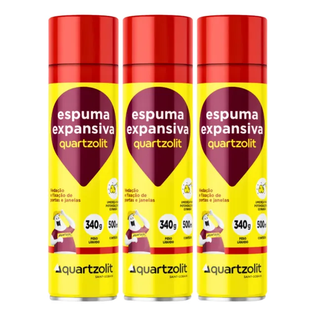 Espuma Expansiva 3un Uso Geral Poliuretano 500ml Quartzolit