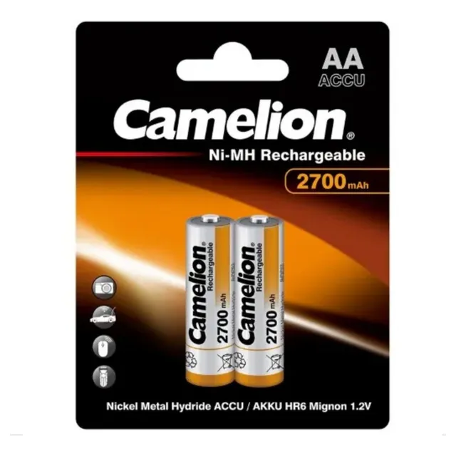 Bateria Pila Recargable Aax2 2700mah Aa Ni-mh Accu Camelion