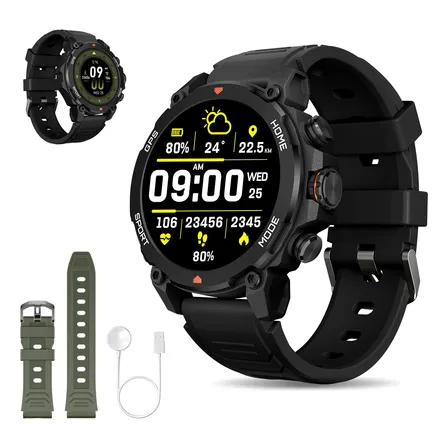 Smartwatch Aurafit G6 Esportivo Com Gps E Amoled 1.43 Preto Preto Esportivo Preto Verde Exército