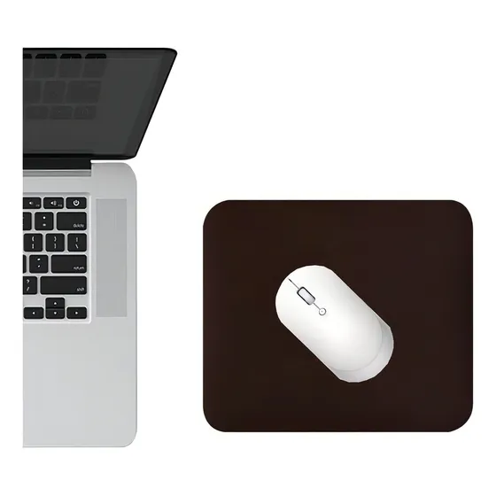 Mouse Pad 20x20cm Couro Eco Base Antiderrapante Prova D'agua Cor Café-Marrom