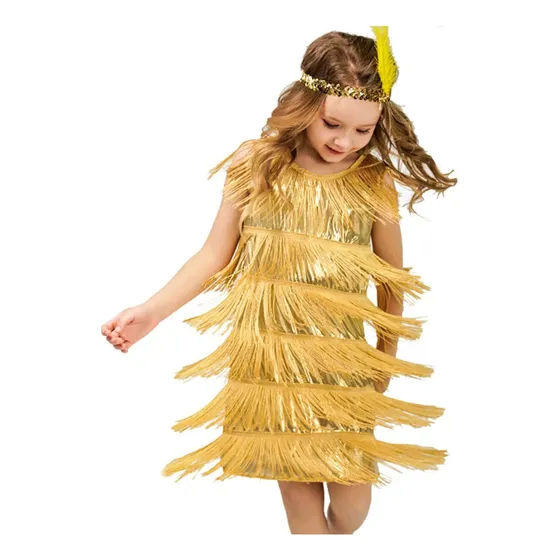Trajes De Baile Latino Retro Para Niños, Falda Con Flecos, T