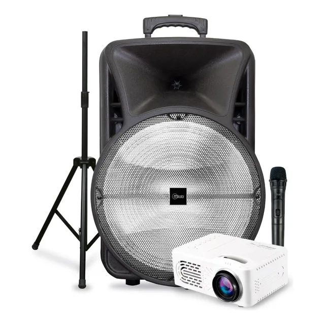 Parlante Portatil Con Atril Y Proyector Led Mlab Heavy Bass 