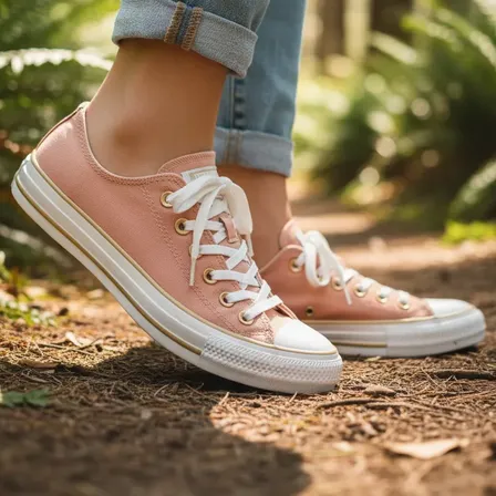 Tênis Converse Feminino Taylor Ct2834 Curto T Nude Rosa Branco Ouro Claro Lisa 38 Br