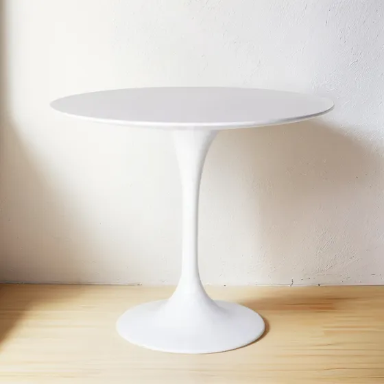 Mesa Tulip 80cm Base De Metal Blanco/negro Comedor Cocina
