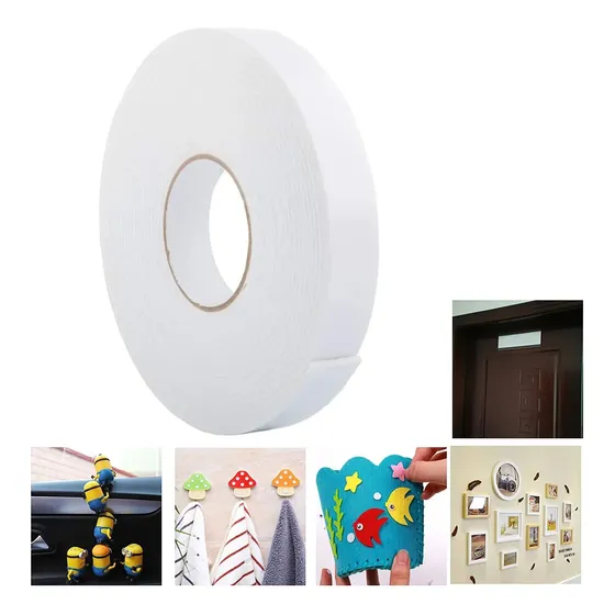 Cinta Doble Cara De Montaje Alta Viscosidad Espuma 5m X 20mm Blanco Geométrica