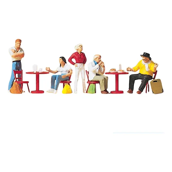 Preiser Figuras En Cafe Sentadas Y De Pie Escena Ho 1/87