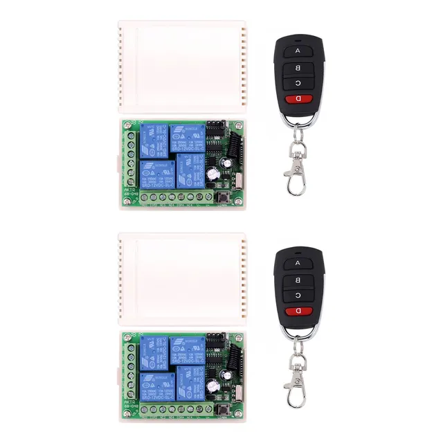 2 Kits Relay Control Remoto 4 Canales 12v 433mhz Inalambrico