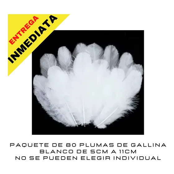 Paquete De 80 Plumas De Gallina Blanco De 5cm A 11cm