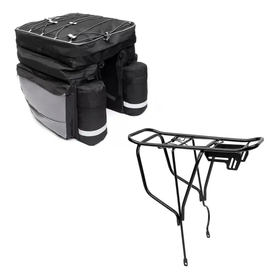 Alforja Bicicleta Triple 48 Lts + Parrilla Aluminio