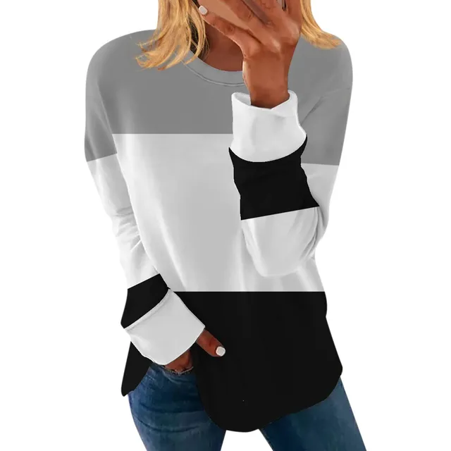 Camiseta Manga Larga Para Mujer Cuello Redondo Tr Color L
