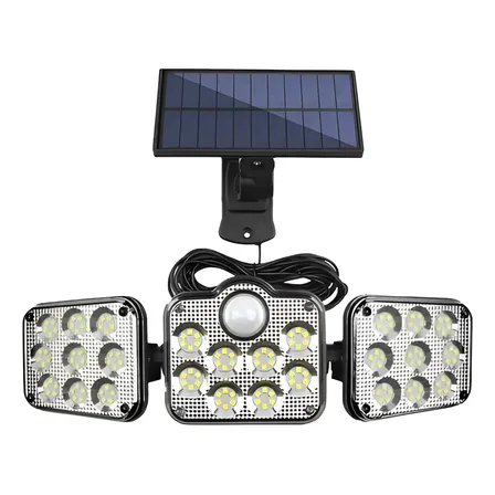 Lâmpada Solar 138 Leds Sensor De Movimento Modelo Split Preto