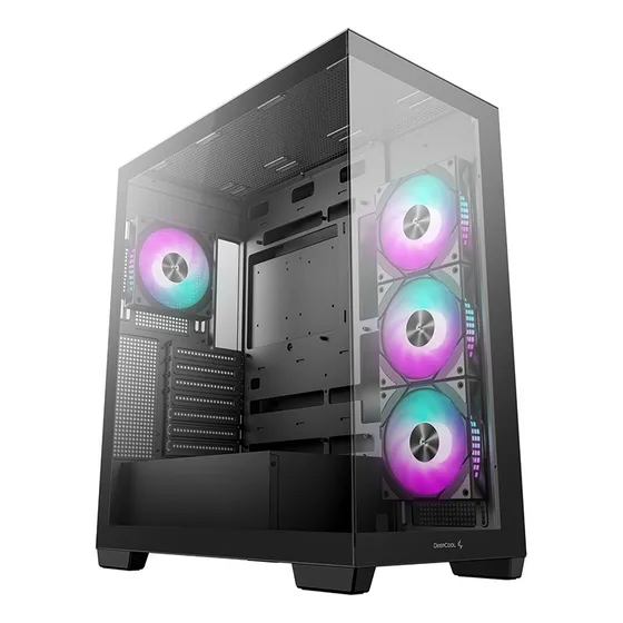 Gabinete Deepcool Cg580 4f Vidrio Panorámico 4 Fans Argb Color Negro