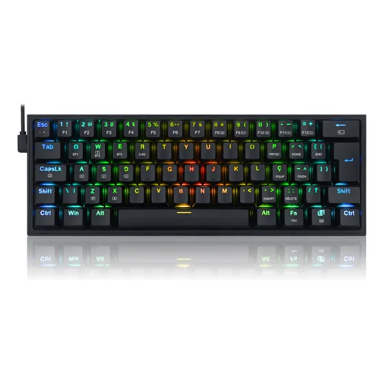 Teclado Mecanico Gamer Fizz Pro Rgb Preto S/fio Bt Sw Marrom