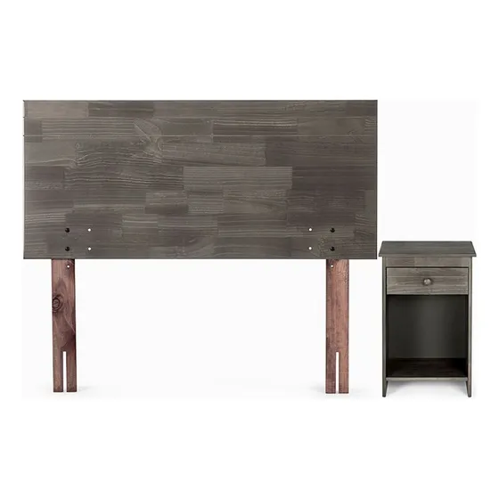 Set Respaldo 1,5 Plazas + Velador Rosen Tabor Grafito Color Gris
