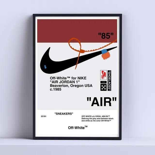 Cuadro Nike Off White Etiqueta Deco 30x40cm Listo P Colgar