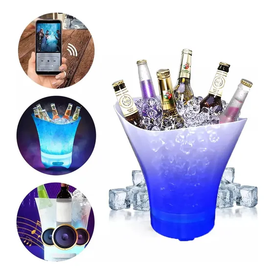 Cubitera Hielera Con Luz Led 5l Para Fiesta Hogar Bar